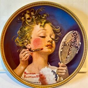 Vintage Norman Rockwell plate #2690R “Making Belief at the Mirror”
